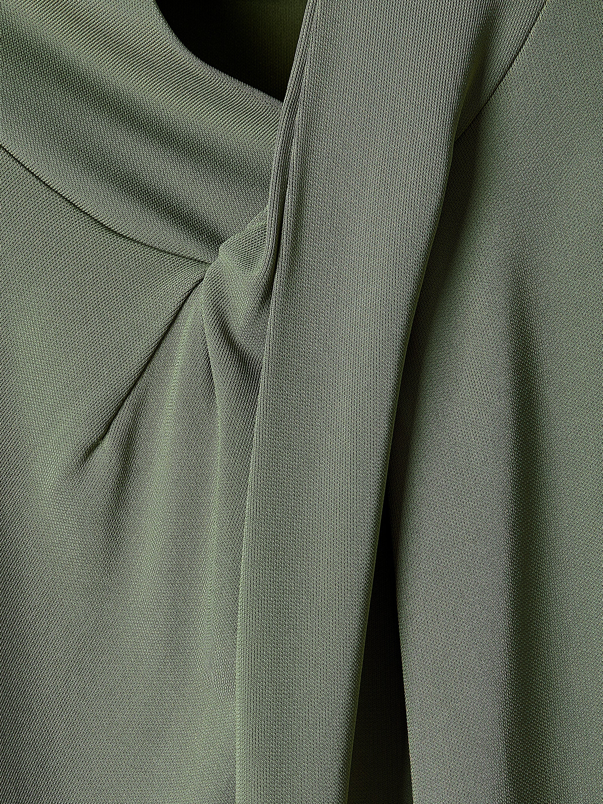Extended-Sleeve Top with Crossover Draped Mock Neckline