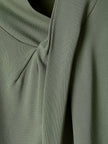 Extended-Sleeve Top with Crossover Draped Mock Neckline