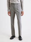 Wool-Blend Tapered-Leg Pleated Dress Pant