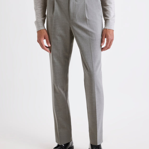 Wool-Blend Tapered-Leg Pleated Dress Pant