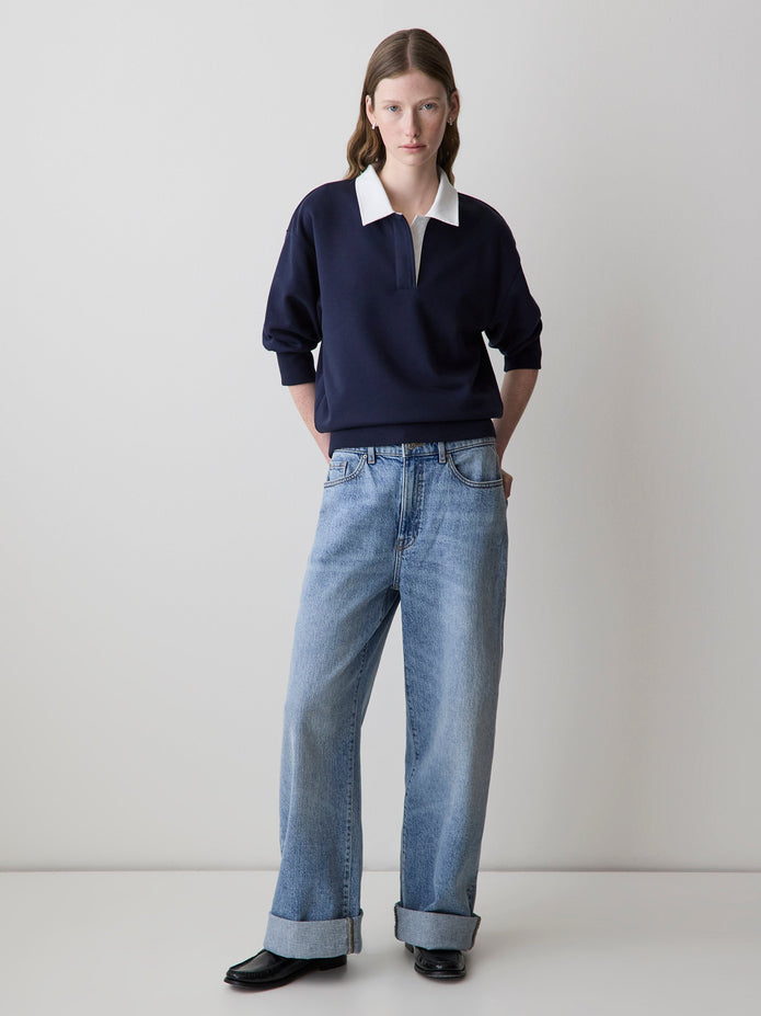 Long-Sleeve French Terry Polo