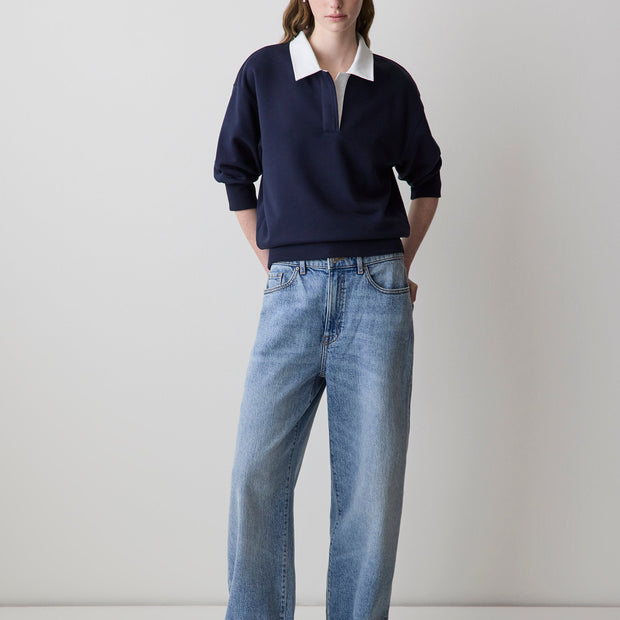 Long-Sleeve French Terry Polo