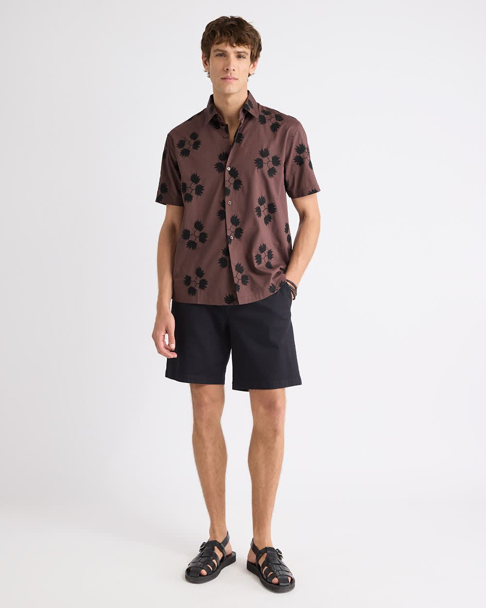 Short-Sleeve Shirt with Embroidered Details