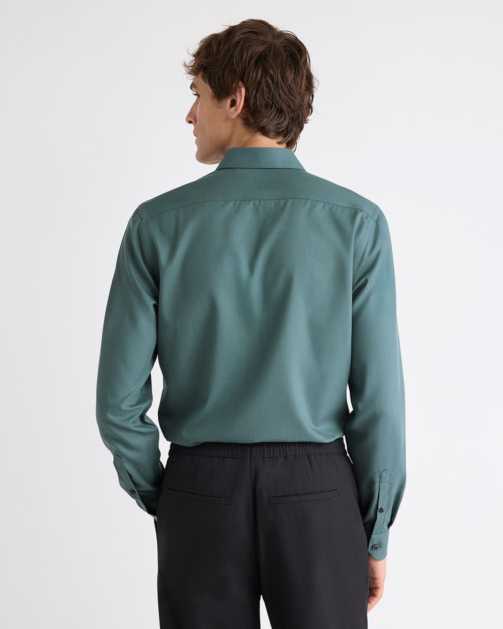 Slim-Fit Solid Cotton Modal Dress Shirt