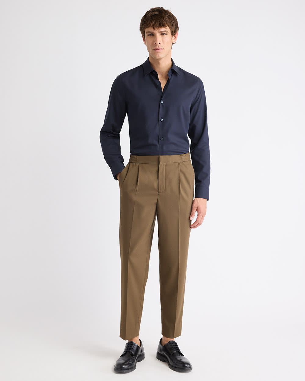 Slim-Fit Solid Cotton Modal Dress Shirt