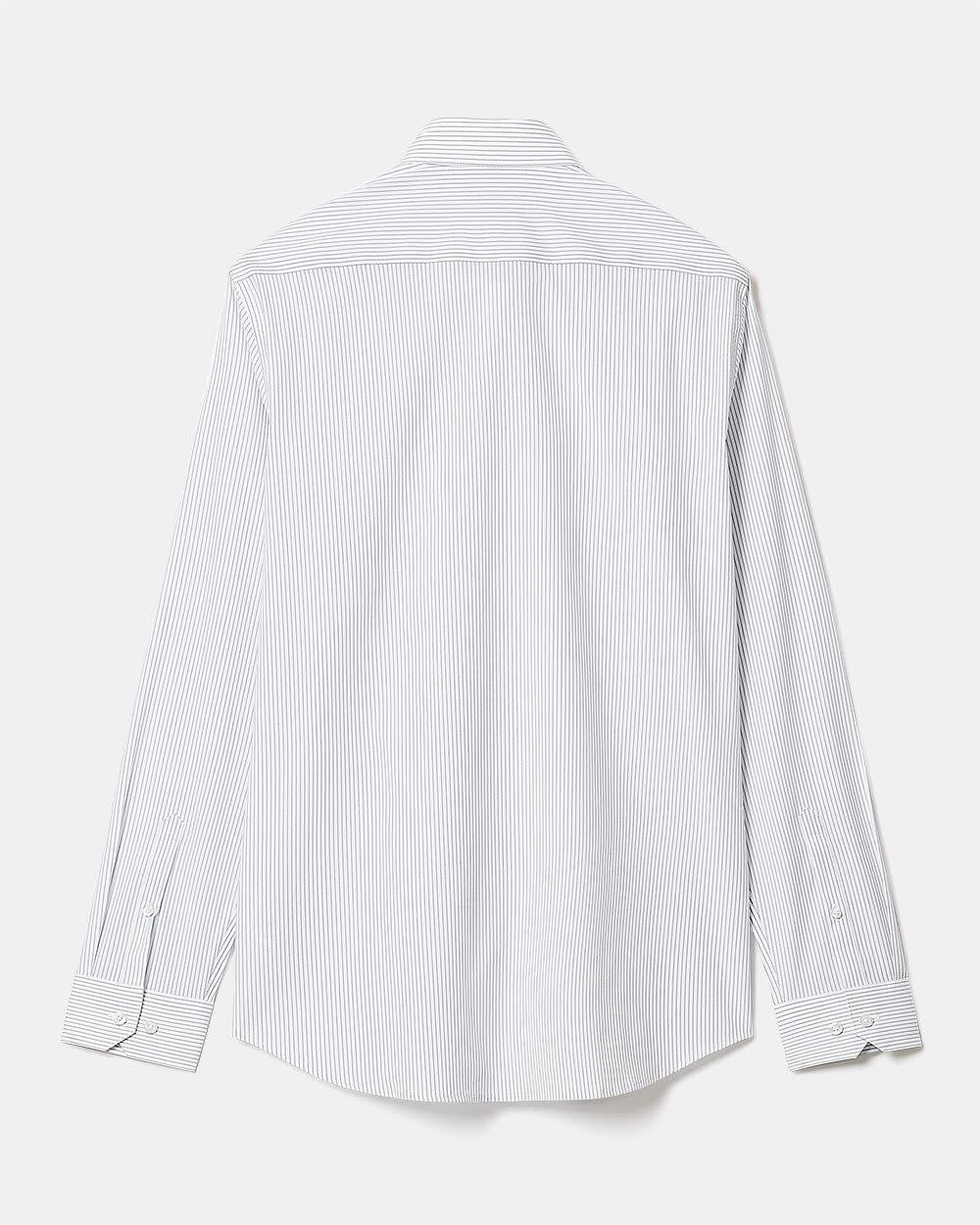 White Tailored-Fit Dress Shirt with Blue Stripes