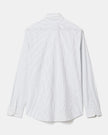 White Tailored-Fit Dress Shirt with Blue Stripes