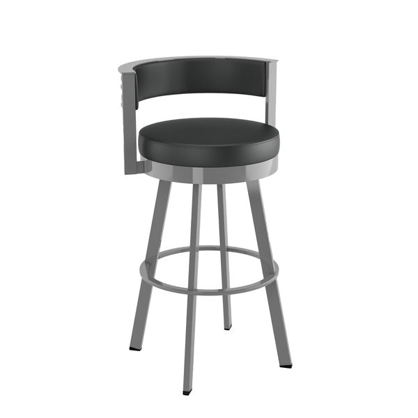 Amisco Browser Grey Frame with Black seat Bar or Counter Stool