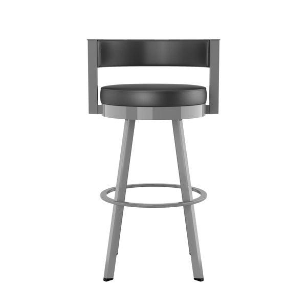 Amisco Browser Grey Frame with Black seat Bar or Counter Stool