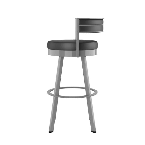 Amisco Browser Grey Frame with Black seat Bar or Counter Stool