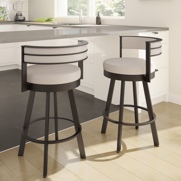 Amisco Browser Brown Frame and Cream Seat Bar or Counter Stool