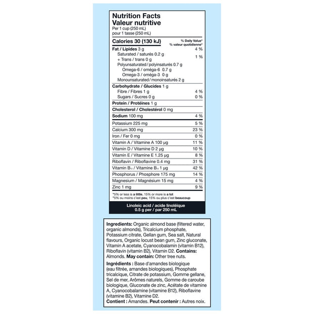 Kirkland Signature Organic Almond Beverage Original, 6 × 946 mL