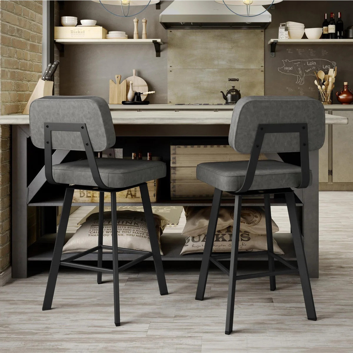 Amisco Clarkson Grey Bar or Counter Stool