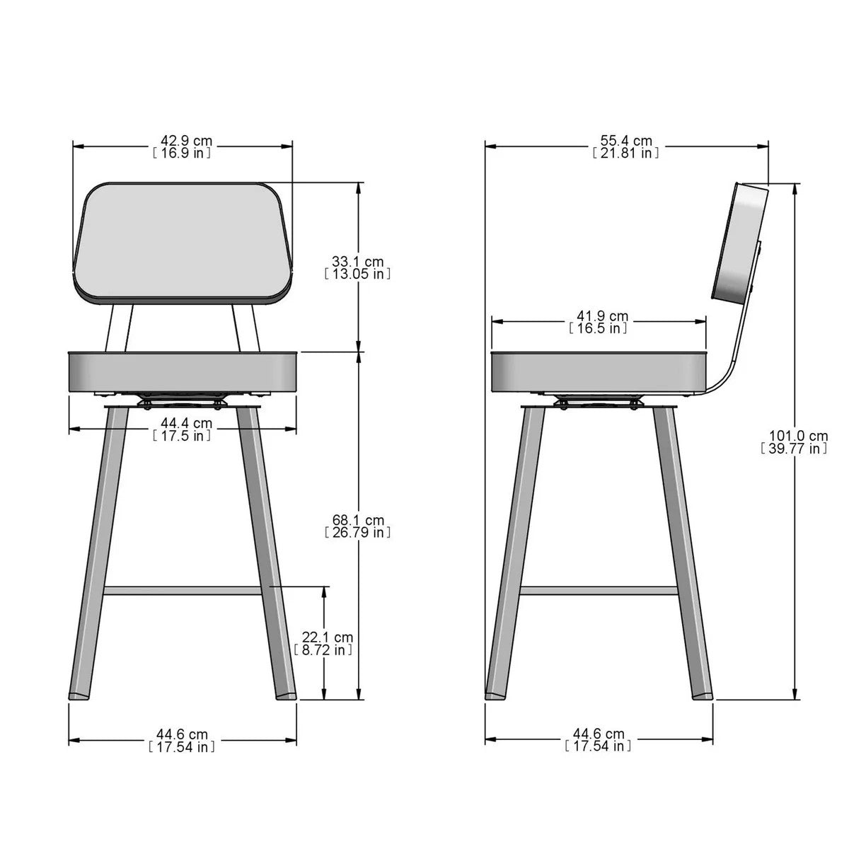 Amisco Clarkson Grey Bar or Counter Stool