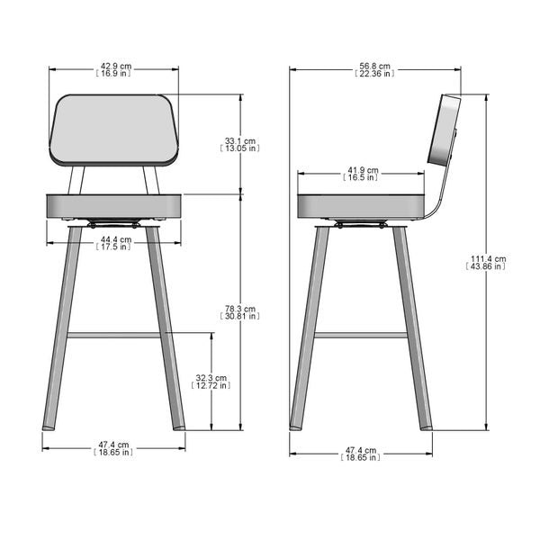 Amisco Clarkson Grey Bar or Counter Stool