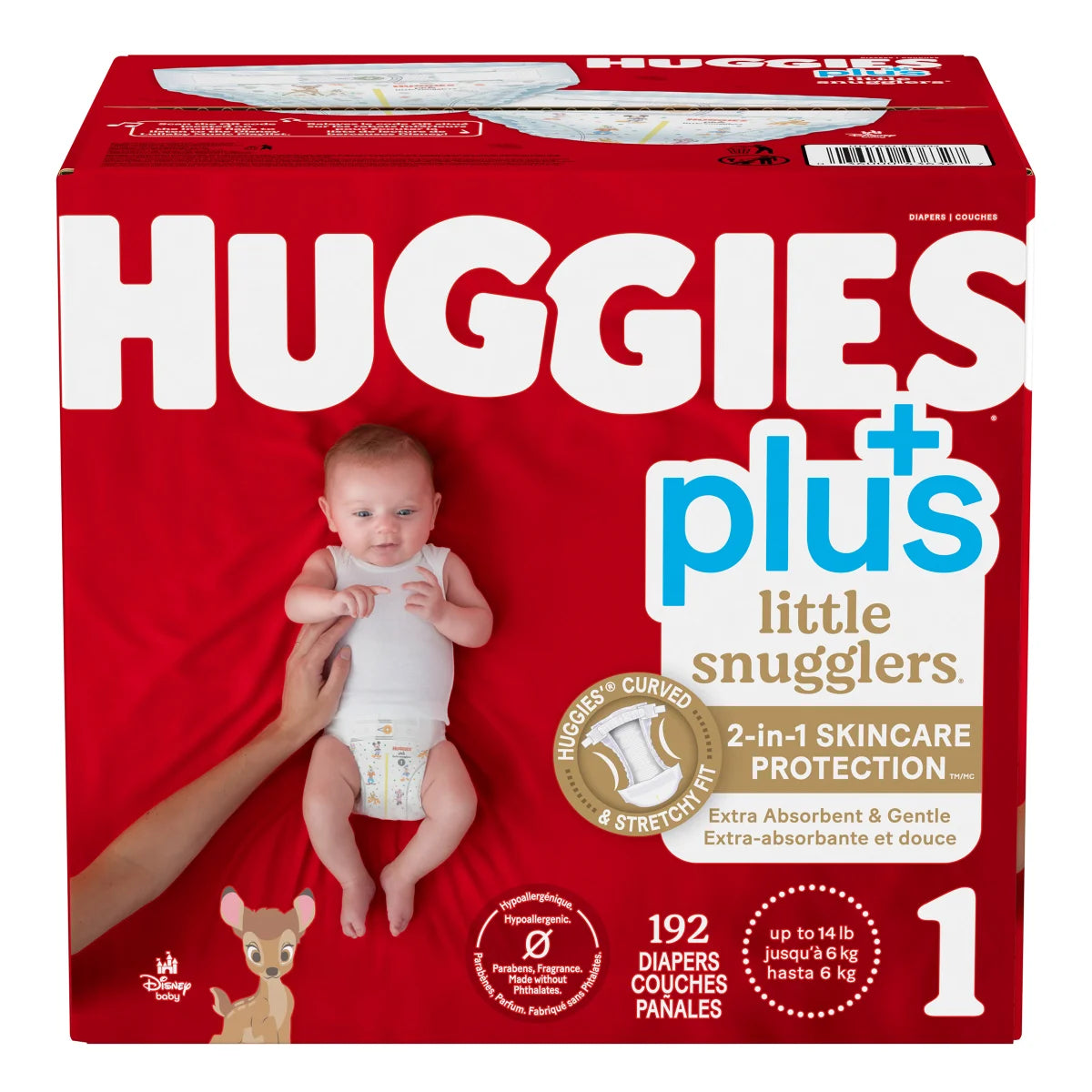 Little Snugglers Plus Diapers, Sizes 1 - 2