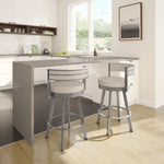 Amisco Browser Grey Frame with Cream Bar or Counter Stool