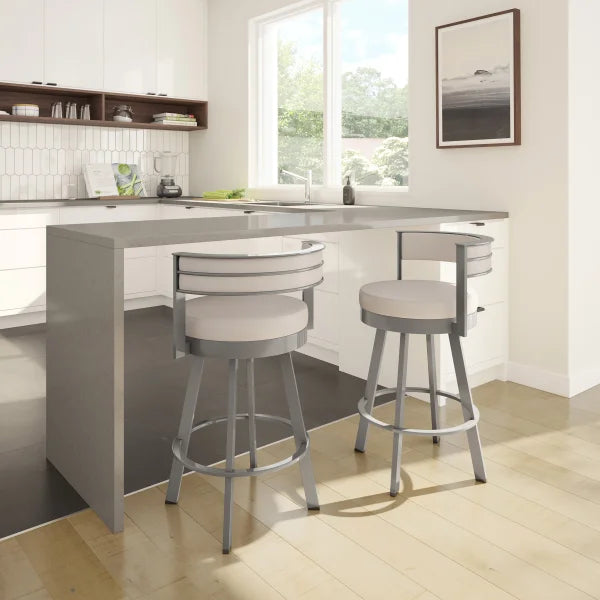 Amisco Browser Grey Frame with Cream Bar or Counter Stool