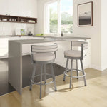 Amisco Browser Grey Frame with Cream Bar or Counter Stool