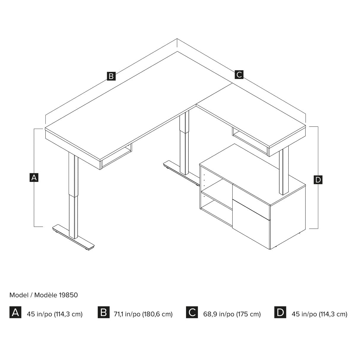 Bestar Viva L-shaped Height-adjustable Workstation