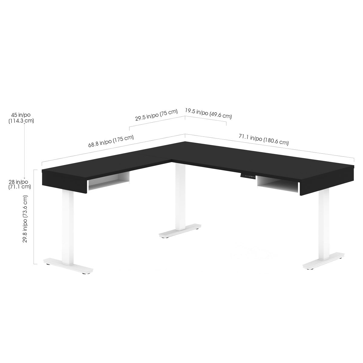 Bestar Viva L-shaped Height-adjustable Workstation