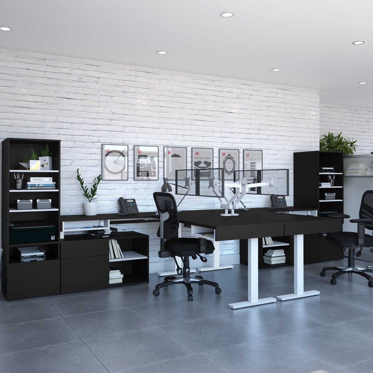 Bestar Viva Back-to-back L-shaped Height-adjustable Workstations