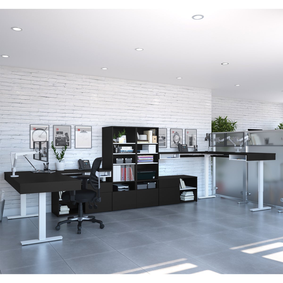 Bestar Viva Back-to-back L-shaped Height-adjustable Workstations