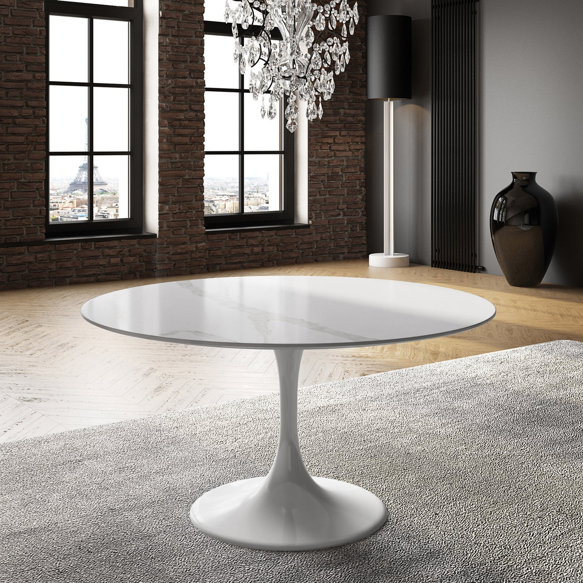 Orchid Round Solid Quartz Dining Table, 111.8 cm (44 in.) Diameter