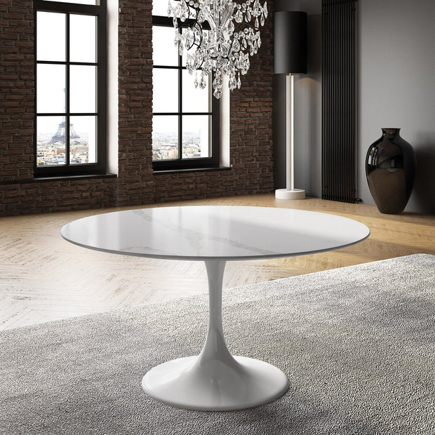 Orchid Round Solid Quartz Dining Table, 111.8 cm (44 in.) Diameter