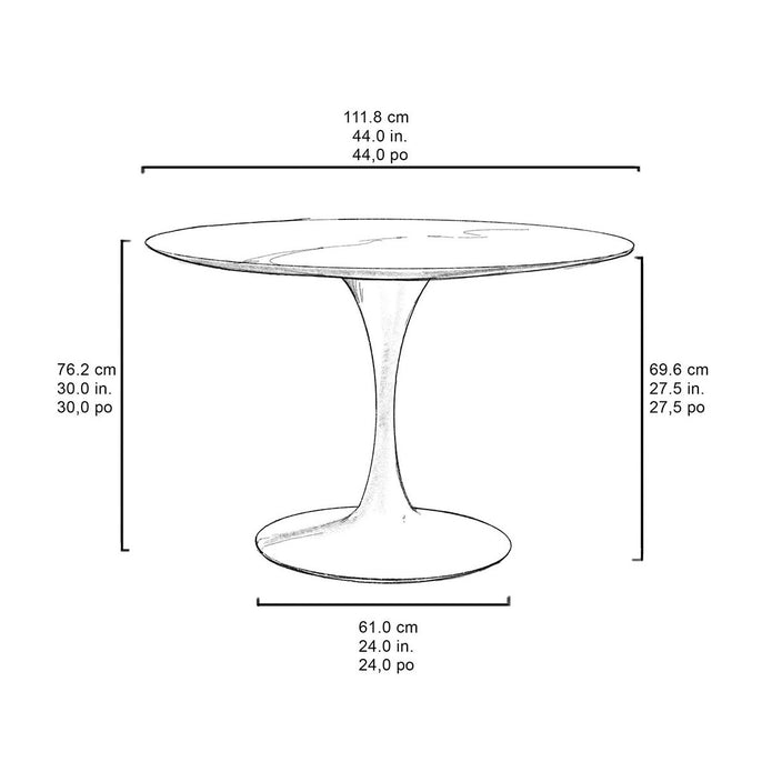 Orchid Round Solid Quartz Dining Table, 111.8 cm (44 in.) Diameter