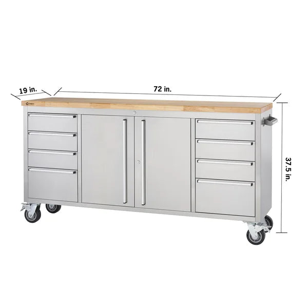 Trinity 72 in. Stainless-steel Rolling Workbench