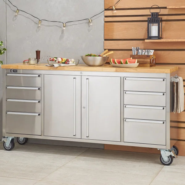 Trinity 72 in. Stainless-steel Rolling Workbench