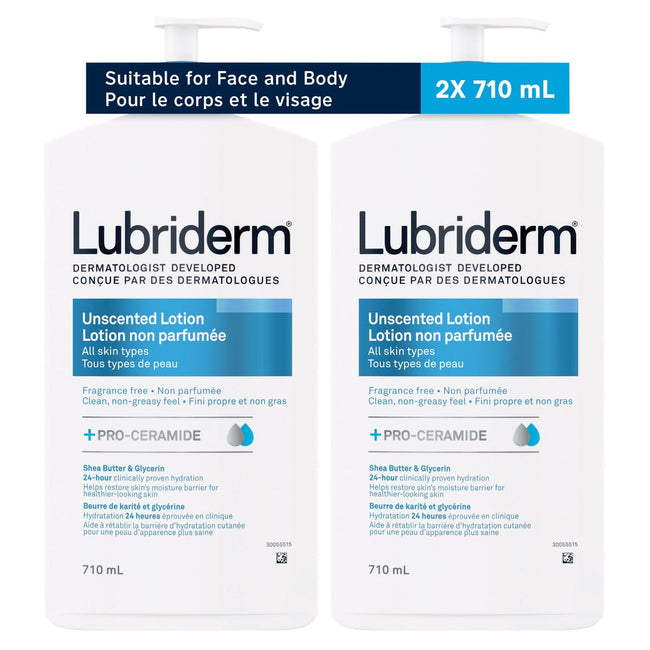 Lubriderm Unscented Lotion, 2 x 710 mL