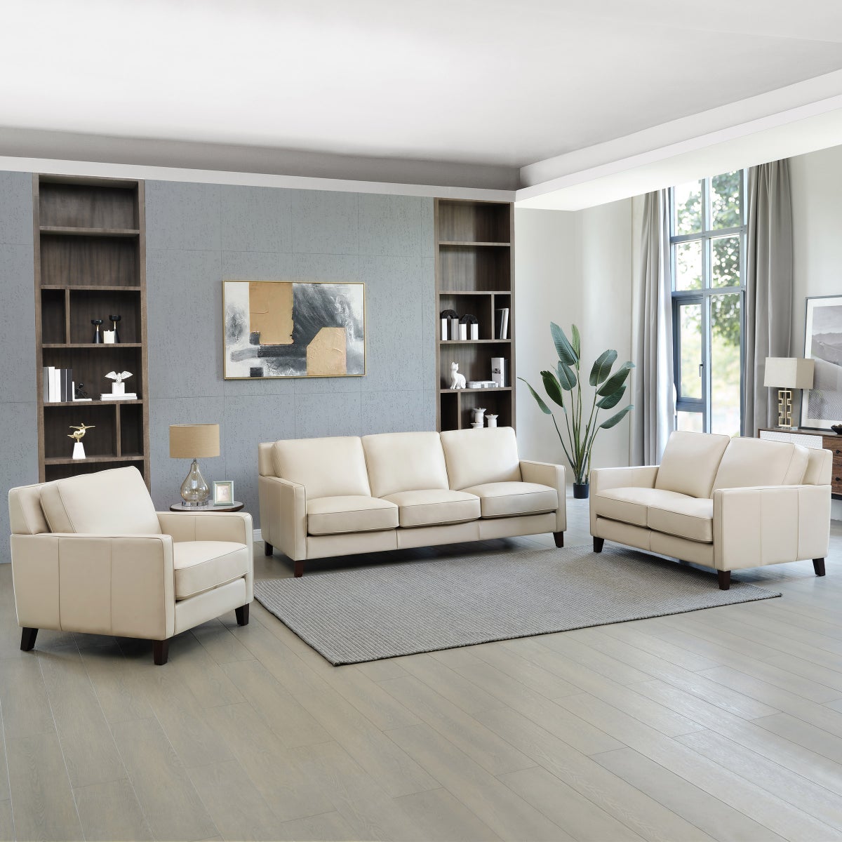 Prospera Home West Park Top Grain Leather Sofa, Loveseat and Chair