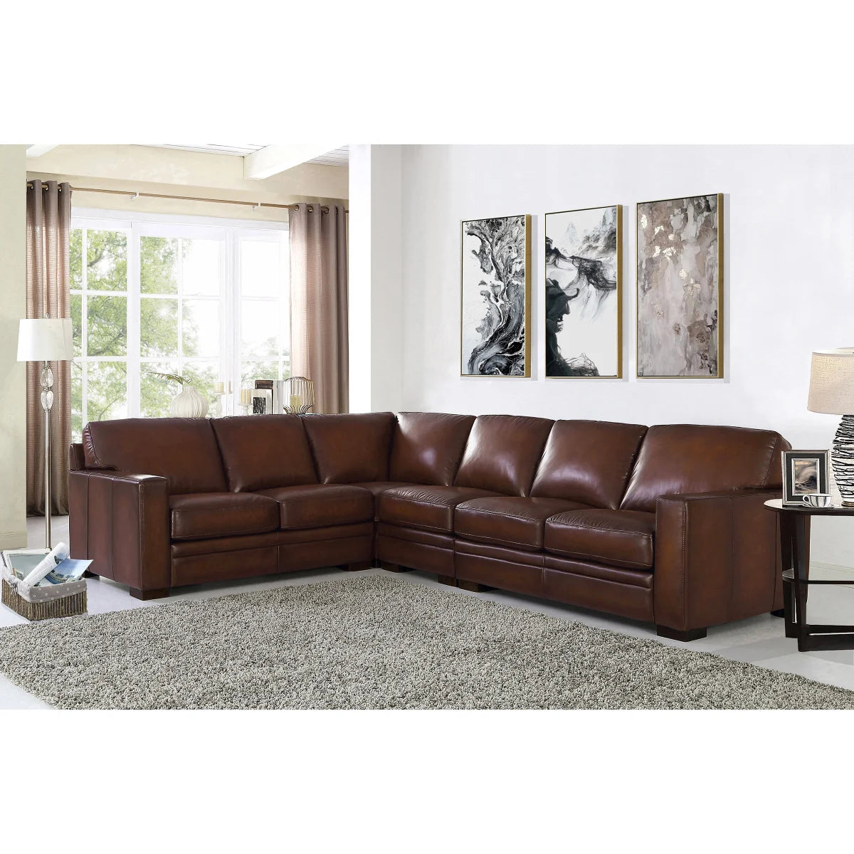 Luca Top-grain Leather 4-piece Sectional
