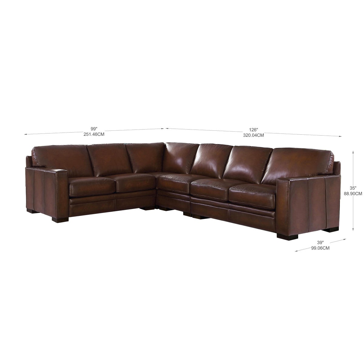 Luca Top-grain Leather 4-piece Sectional