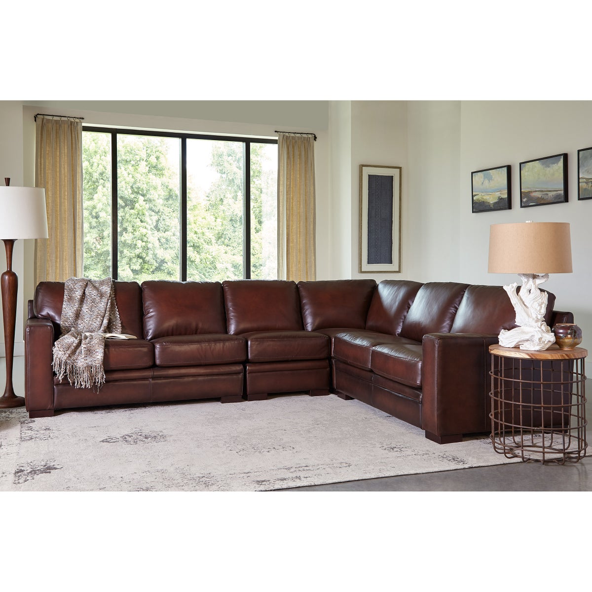 Luca Top-grain Leather 4-piece Sectional