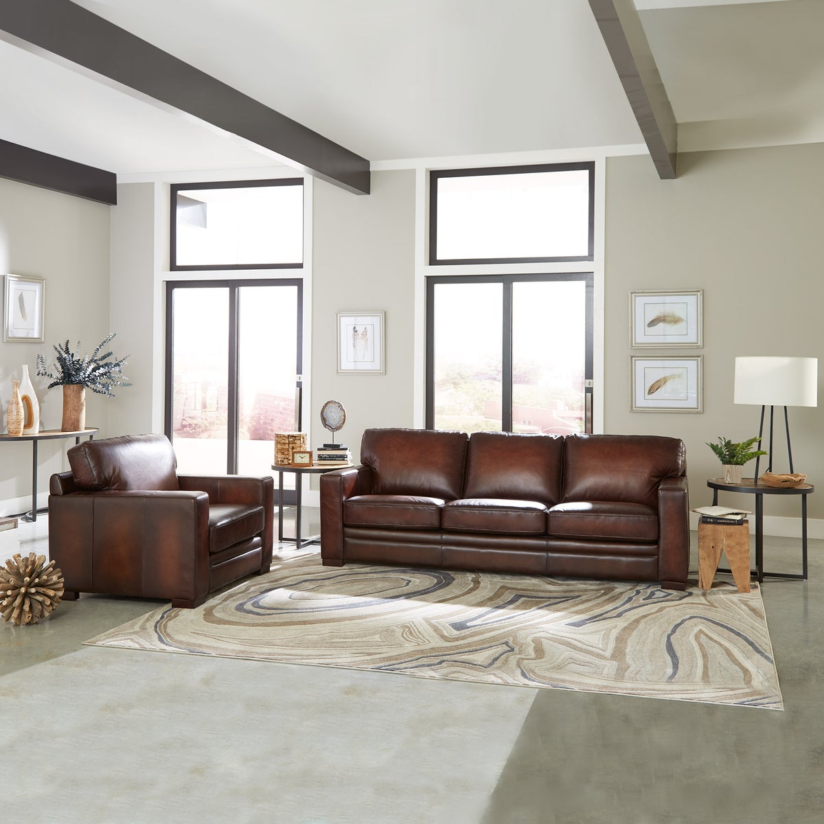 Luca Top-grain Leather Sofa and Chair