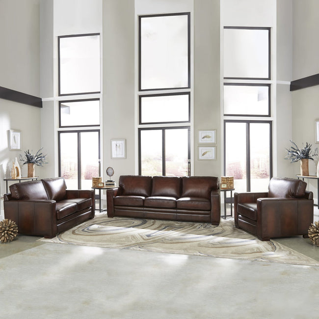 Luca Top-grain Leather 3-piece Living Room Set