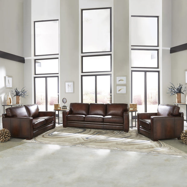Luca Top-grain Leather 3-piece Living Room Set