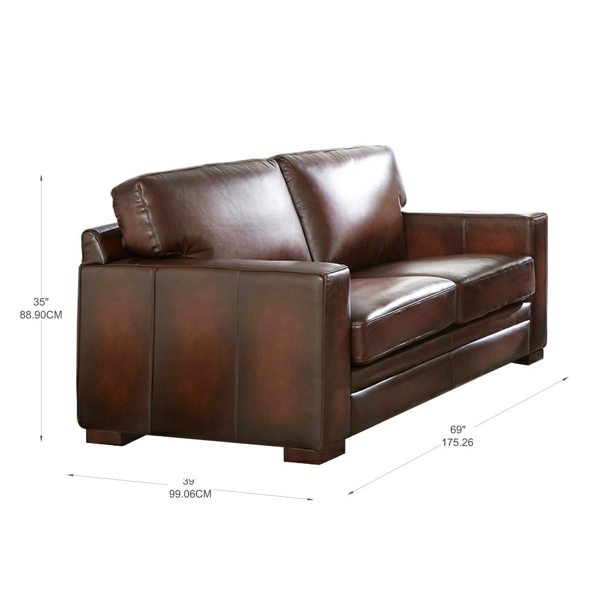 Luca Top-grain Leather 3-piece Living Room Set