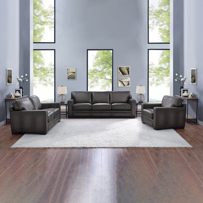 Luca Top-grain Leather 3-piece Living Room Set