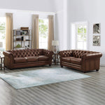 Allington Top Grain Leather Chesterfield Sofa and Loveseat