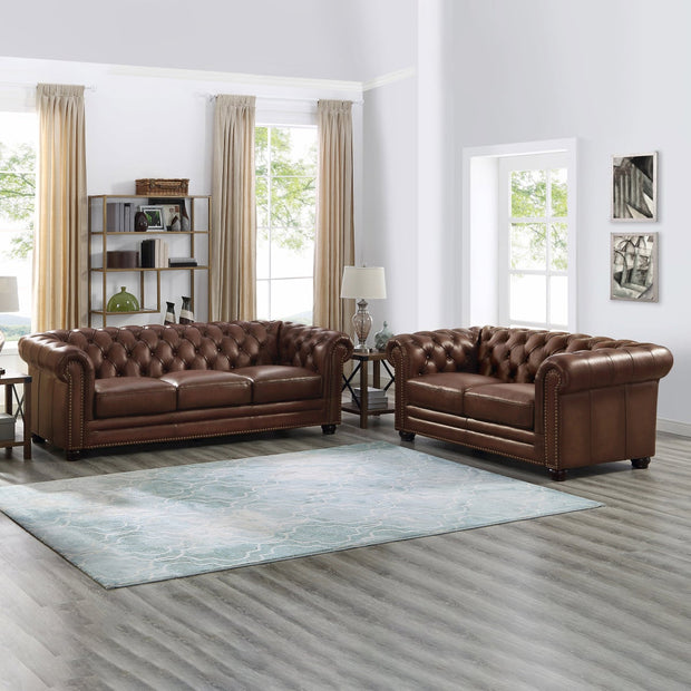 Allington Top Grain Leather Chesterfield Sofa and Loveseat