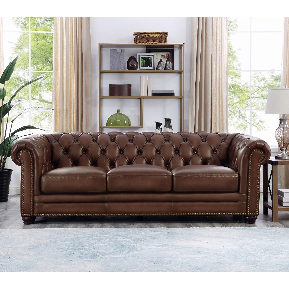 Allington Top Grain Leather Chesterfield Sofa and Loveseat