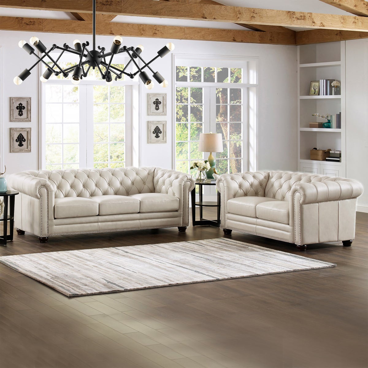 Allington Top Grain Leather Chesterfield Sofa and Loveseat
