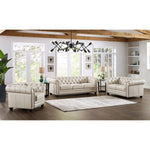 Allington 3-piece Top Grain Leather Chesterfield Living Room Set