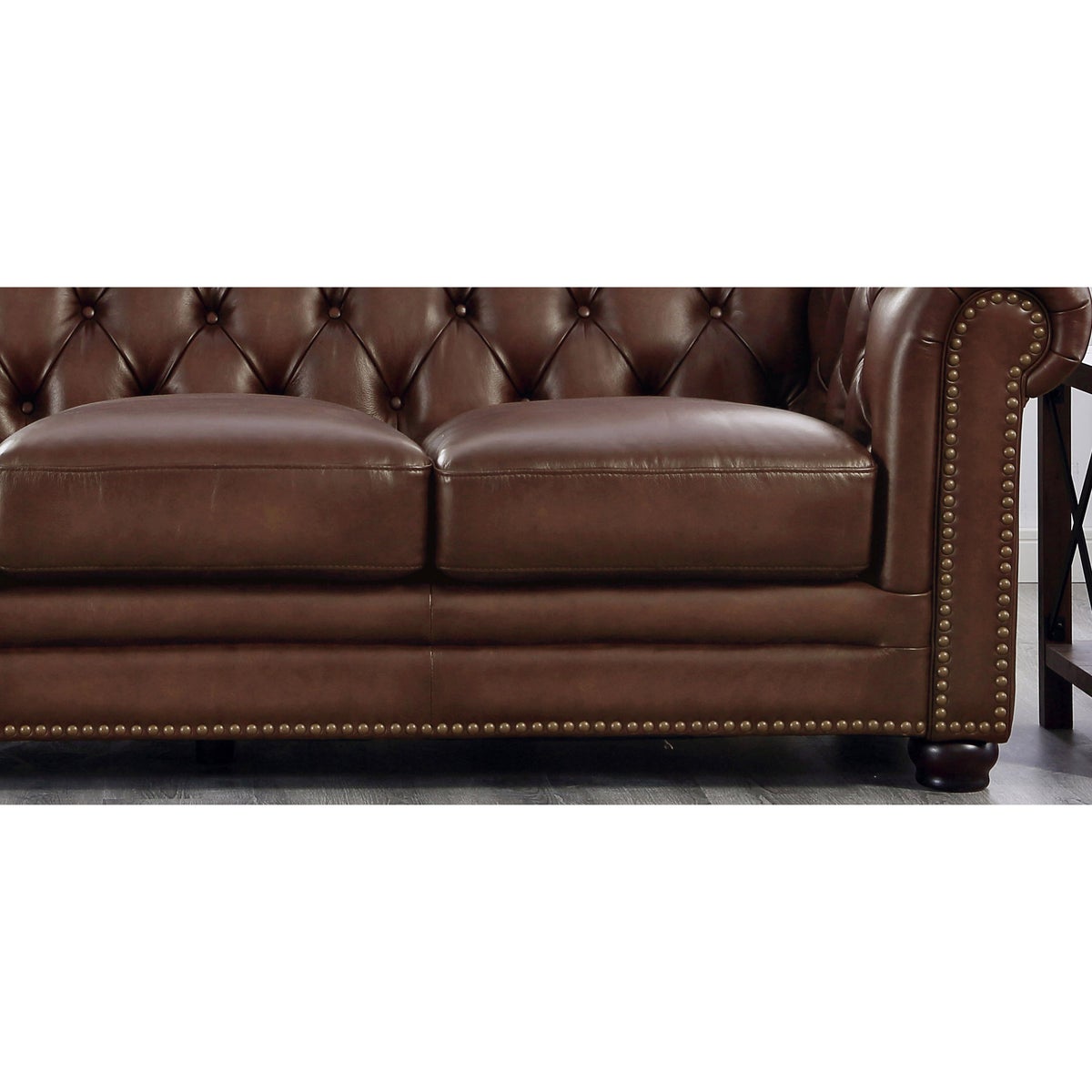 Allington 3-piece Top Grain Leather Chesterfield Living Room Set