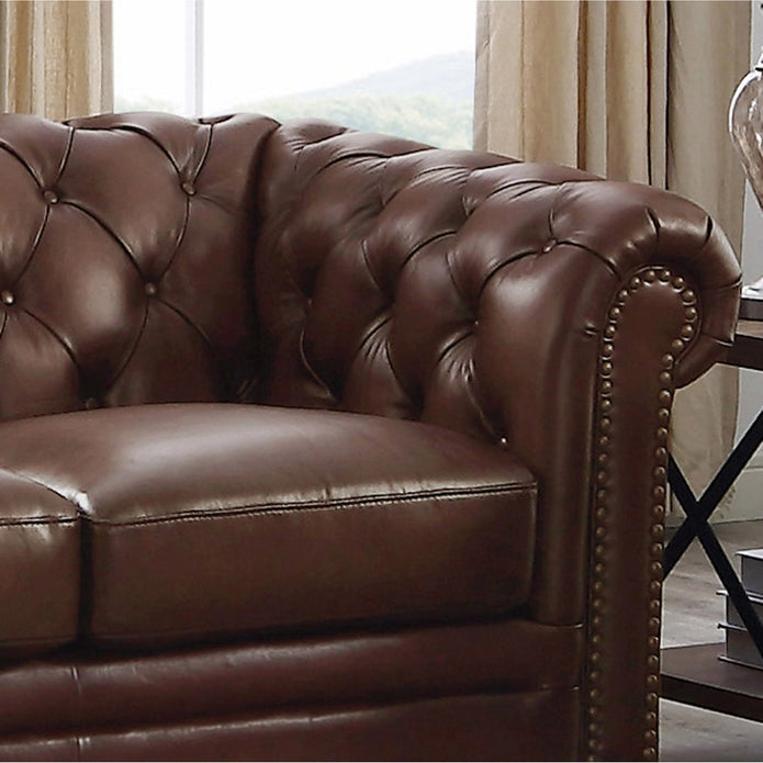 Allington 3-piece Top Grain Leather Chesterfield Living Room Set