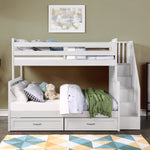 Vandalay Twin Over Double Bunk Bed with Universal Staircase